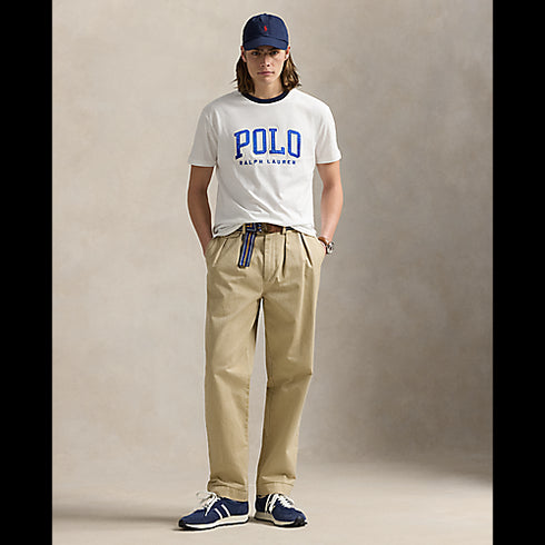 POLO RL Short-Sleeve Jersey Knit "POLO" Logo Print W/ Bound Neck T-Shirt Mens Apparel
