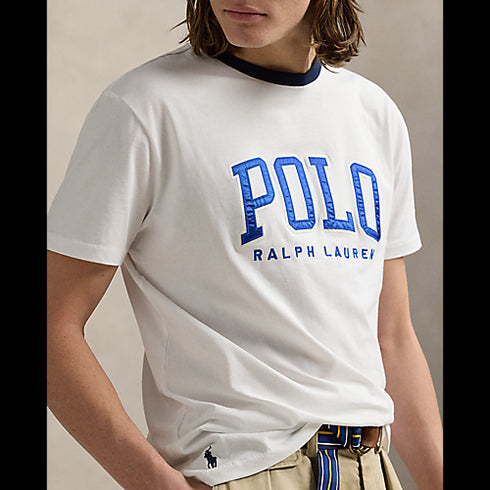 POLO RL Short-Sleeve Jersey Knit "POLO" Logo Print W/ Bound Neck T-Shirt Mens Apparel
