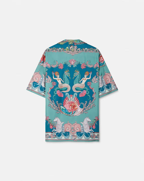 VERSACE Coral Theatre Silk Shirt Mens Apparel