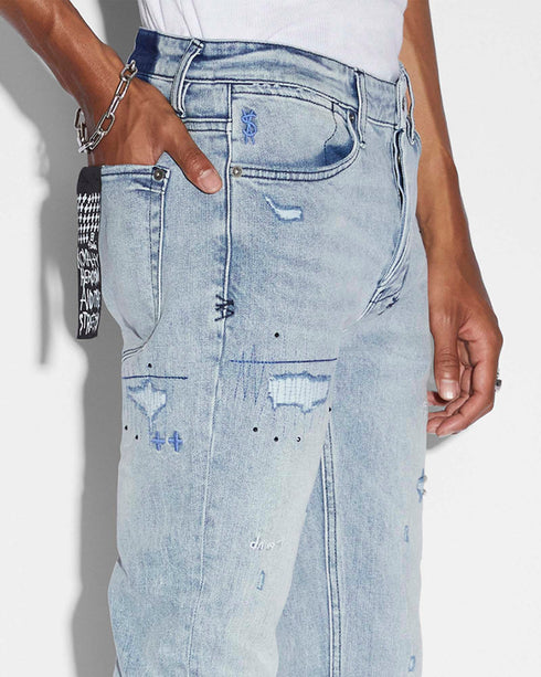 KSUBI Van Winkle Blu Skribed Mens Apparel