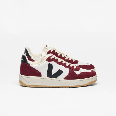 VEJA V-10 Leather White Black Amarante Mens Sneakers