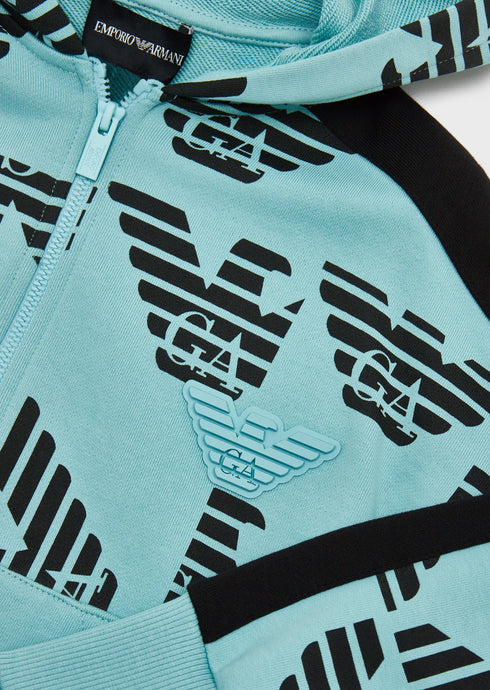 EMPORIO ARMANI All Over Eagle Zip Hoodie Kids Apparel