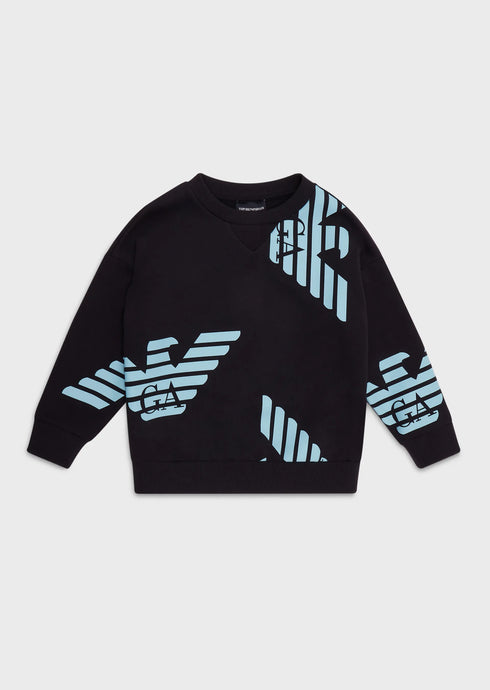 EMPORIO ARMANI Sweatshirt With Allover Eagle Kids Apparel