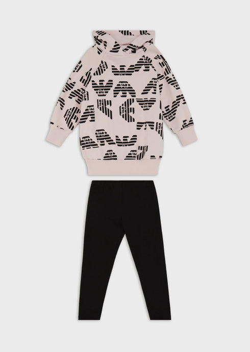 EMPORIO ARMANI Hooded Sweatsuit Top And Legging Set Kids Apparel