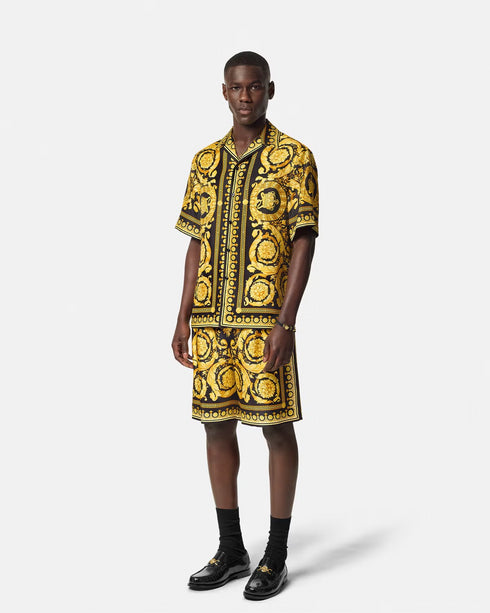 VERSACE Barocco Silk Shorts Mens Apparel