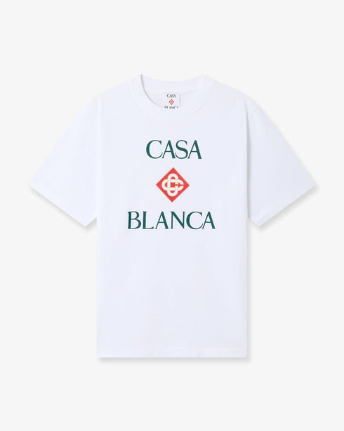 White Casablanca Diamond Logo Short Sleeve T-Shirt front