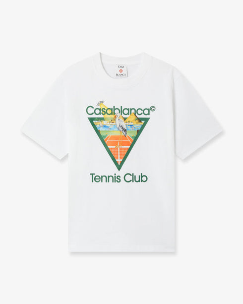 White Tennis Club Icon Pyramid Abduction Short Sleeve T-Shirt front
