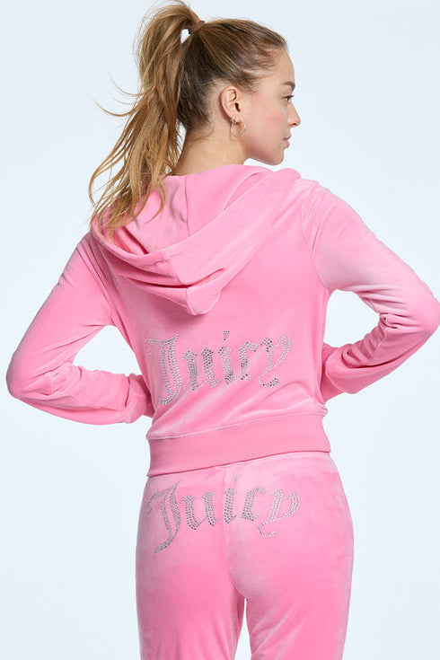 JUICY COUTURE Classic Hoodie Back Bling Womens Apparel