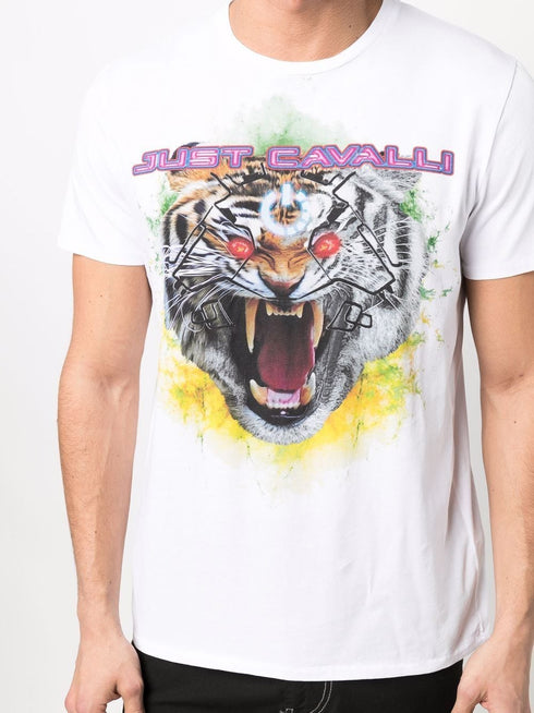 JUST CAVALLI QUEENS TEE "PSYCHEDELIC TIGER" Mens Apparel