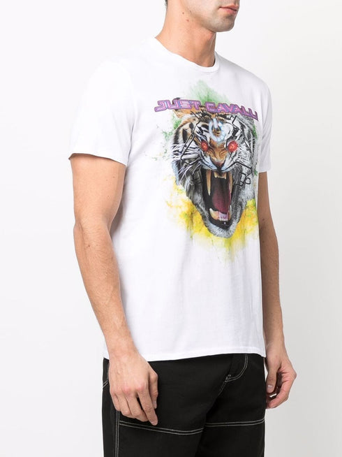 JUST CAVALLI QUEENS TEE "PSYCHEDELIC TIGER" Mens Apparel