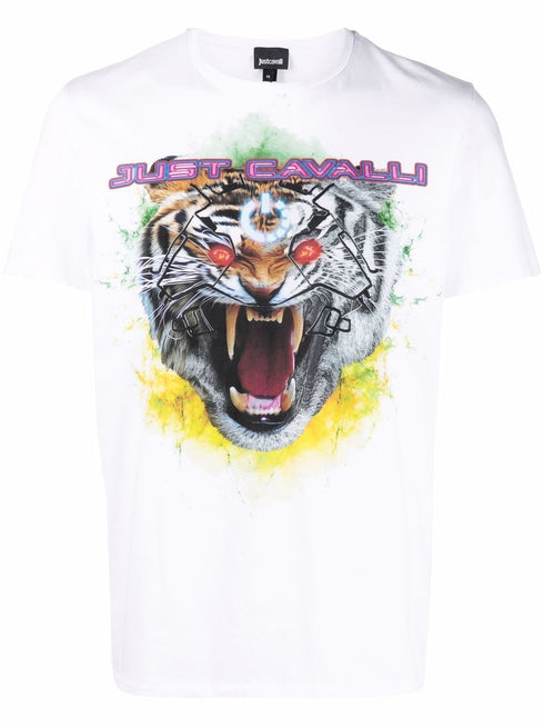 JUST CAVALLI QUEENS TEE "PSYCHEDELIC TIGER" Mens Apparel