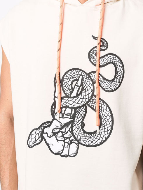 JUST CAVALLI COTTON HOODIE "HAND SNAKE" Mens Apparel