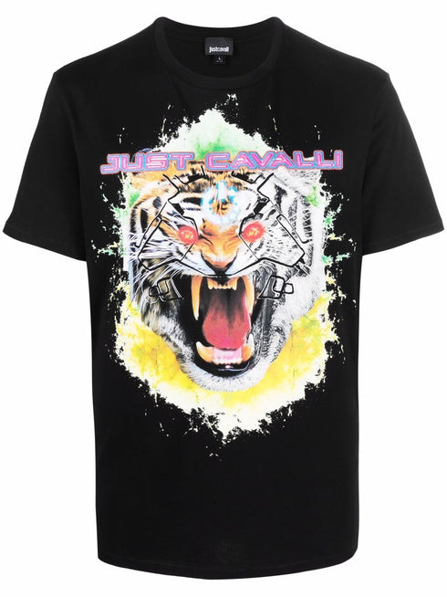 JUST CAVALLI QUEENS TEE "PSYCHEDELIC TIGER" Mens Apparel
