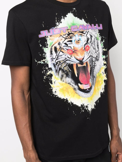 JUST CAVALLI QUEENS TEE "PSYCHEDELIC TIGER" Mens Apparel