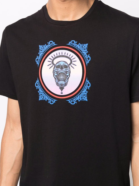 JUST CAVALLI QUEENS T-SHIRT WITH SKULL LOGO Mens Apparel
