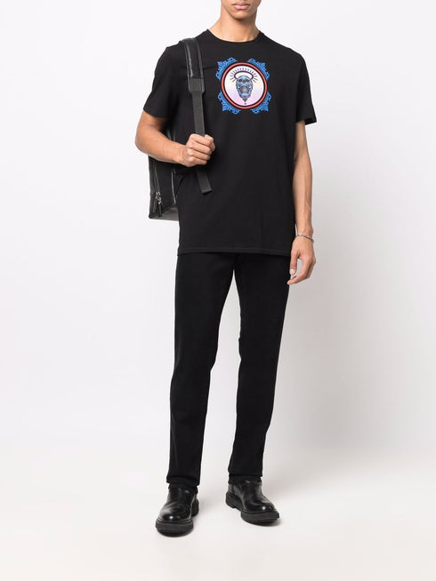 JUST CAVALLI QUEENS T-SHIRT WITH SKULL LOGO Mens Apparel
