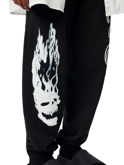 HERON PRESTON Flaming Skulls Sweatpants Mens Apparel