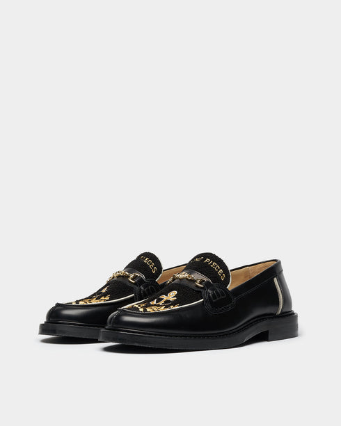 FILLING PIECES Captain Loafer Black Mens Slides