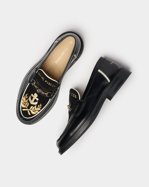 FILLING PIECES Captain Loafer Black Mens Slides