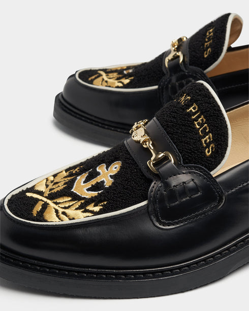 FILLING PIECES Captain Loafer Black Mens Slides