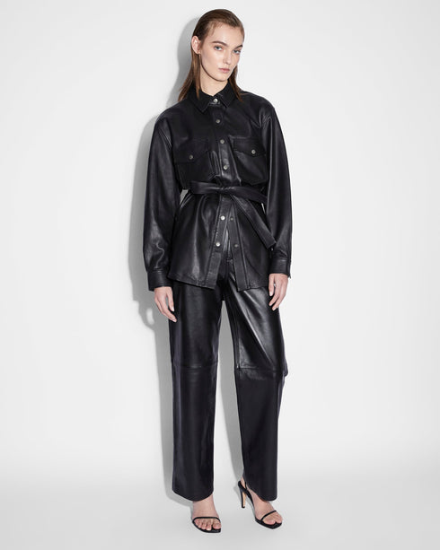 KSUBI Voyager Shacket Black Leather Mens Apparel