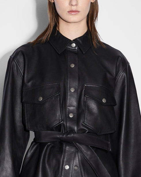 KSUBI Voyager Shacket Black Leather Mens Apparel