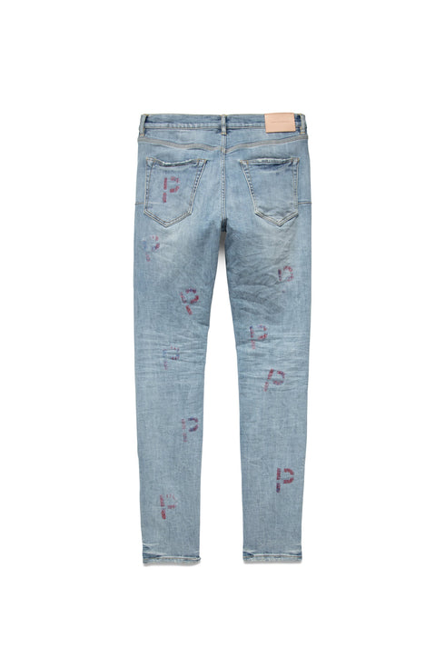 PURPLE BRAND P001-LEPP223 Light Indigo Embroidery Mens Apparel