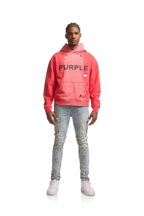 PURPLE BRAND P001-LEPP223 Light Indigo Embroidery Mens Apparel
