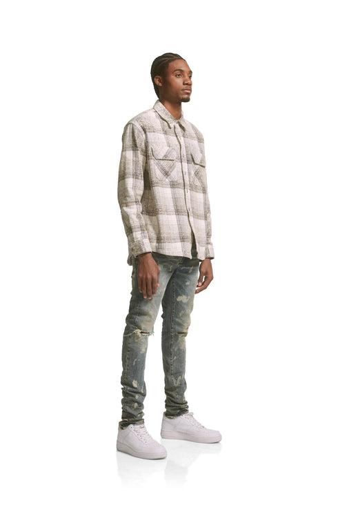 PURPLE BRAND P001-MIAB223 Mid Indigo Acid Bleach Mens Apparel