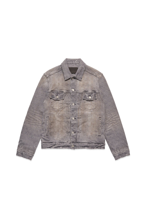 PURPLE-BRAND P024 Washed Grey Jacquard Trucker Mens Apparel