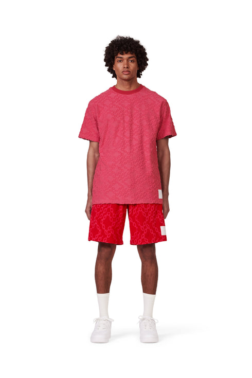 PURPLE BRAND Terry Jacquard Ss Crewneck Mens Apparel