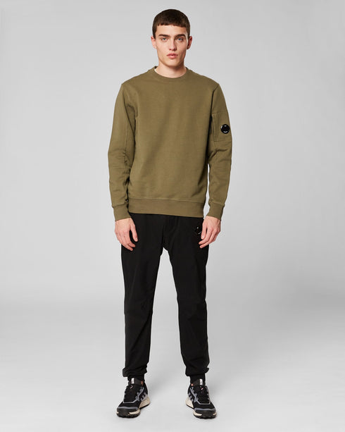 C.P. COMPANY DIAGONAL FLEECE LENS CREW SWEATER Mens Apparel