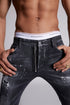 DSQUARED2 BLACK POWDER ZIP WASH SKATER JEANS - MENS APPAREL