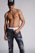 DSQUARED2 BLACK POWDER ZIP WASH SKATER JEANS - MENS APPAREL
