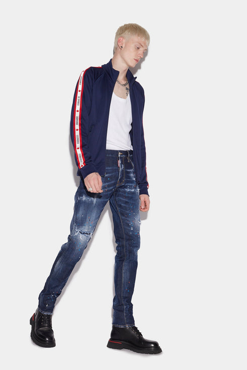 DSQUARED2 Dark Ripped Red & Blue Spots Wash Cool Guy Jeans