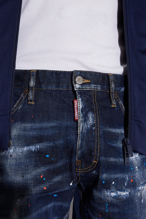 DSQUARED2 Dark Ripped Red & Blue Spots Wash Cool Guy Jeans