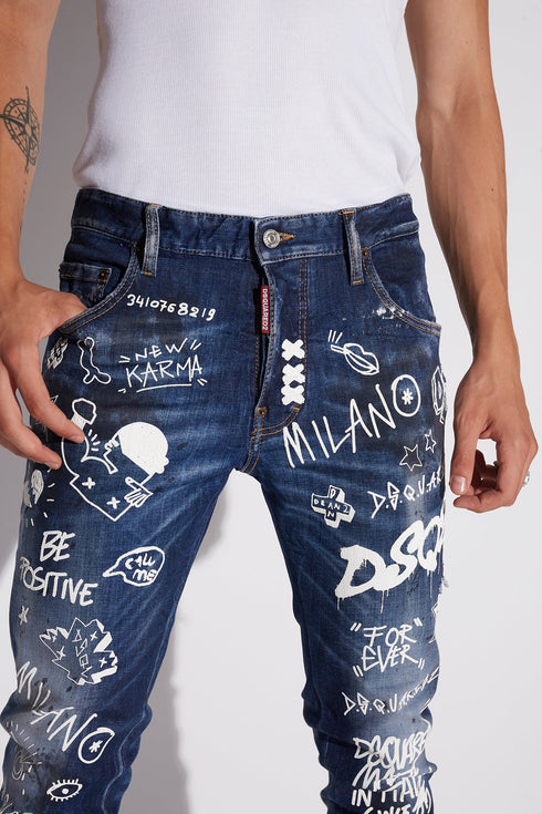 DSQUARED2 GRAFFITI SKATER JEANS Mens Apparel - Staging