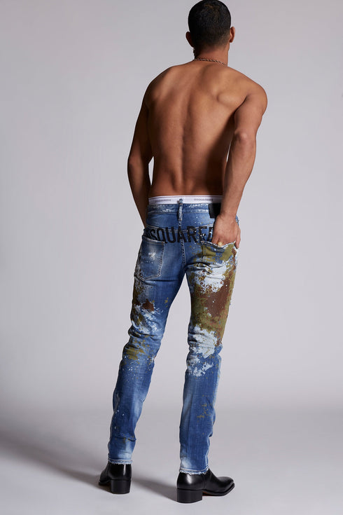 DSQUARED2 MEDIUM ARMY WASH SKATER JEANS - MENS APPAREL