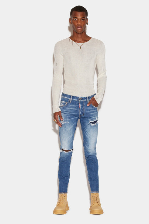 DSQUARED2 Medium Broken Wash Skinny Dan Jeans Mens Apparel -