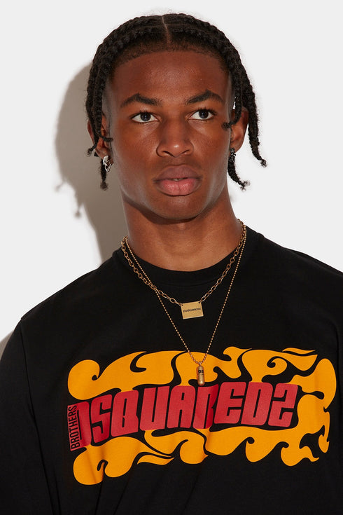DSQUARED2 Wave Logo Slouch T-Shirt Mens Apparel - Mens