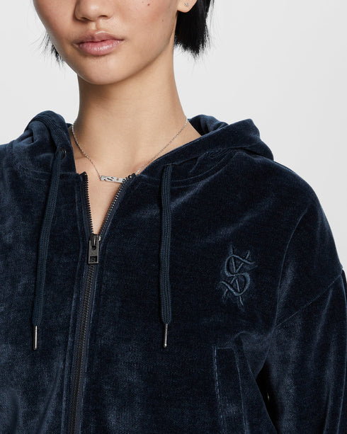 KSUBI VELOUR ZIP UP HOODIE Womens Apparel - Womens Apparel