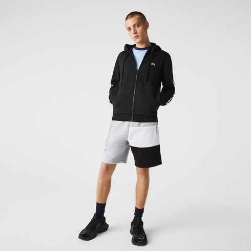 LACOSTE Colorblock Lettered Fleece Zip Hoodie Mens Apparel -