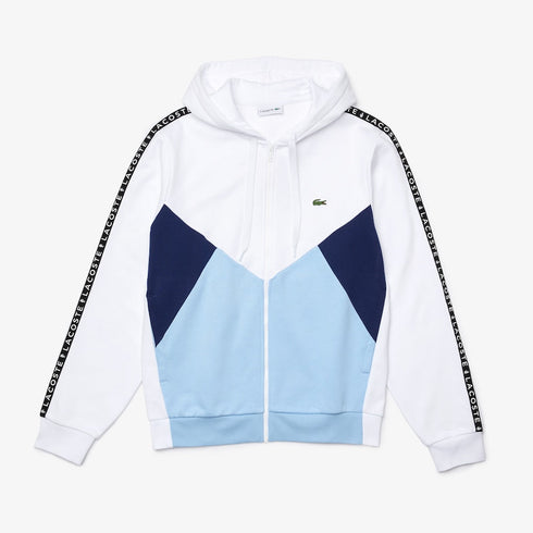 LACOSTE Colorblock Lettered Fleece Zip Hoodie Mens Apparel -