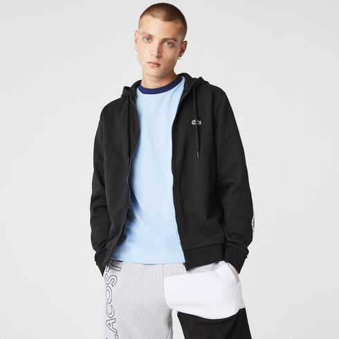 LACOSTE Colorblock Lettered Fleece Zip Hoodie Mens Apparel -