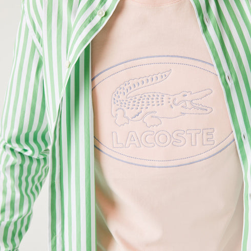 LACOSTE Crew Neck Embroidered Logo Cotton T-shirt Mens