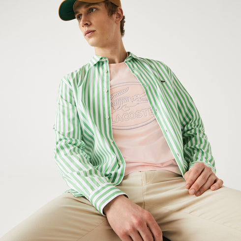 LACOSTE Crew Neck Embroidered Logo Cotton T-shirt Mens