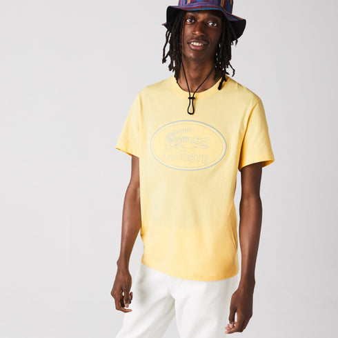 LACOSTE Crew Neck Embroidered Logo Cotton T-shirt Mens