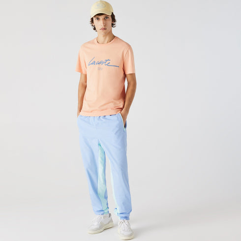 LACOSTE Crew Neck Print Lettering Cotton T-shirt Mens