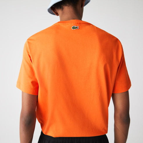 LACOSTE Crew Neck Vintage Printed Cotton T-shirt Mens