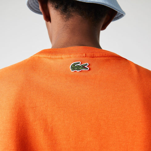 LACOSTE Crew Neck Vintage Printed Cotton T-shirt Mens